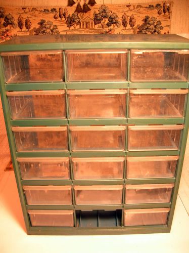 Vintage 18 Drawer Green Metal Small Parts Storage Organizer Sewing Crafts