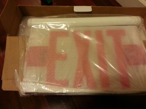 New contech led edge lit exit sign - red battery back up nib ceiling/wall mount for sale