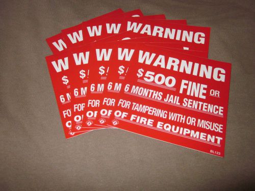 (LOT OF 10) SELF-ADHESIVE VINYL &#034;WARNING $500 FINE&#034; SIGN&#039;S...4&#034; X 4&#034; NEW