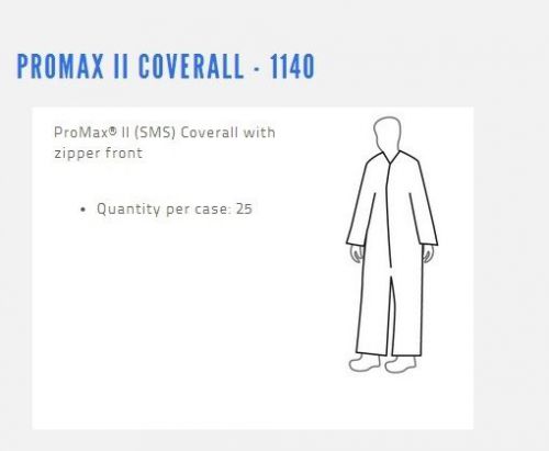 Malt Industries Promax II Coveralls 1140-LARGE SMS White Coverall Zipper 25-Pack
