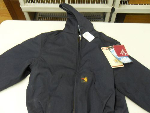 Carhartt frjq99 flame-resistant jacket w/hood,ins,nvy,size large for sale