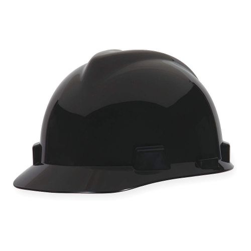 Hard hat, frtbrim, slotted, 4rtcht, black 492559 for sale