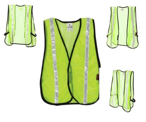 New ml kishigo p-series mesh safety vest  pl-v17-v18 lime/ white stripes one sz for sale
