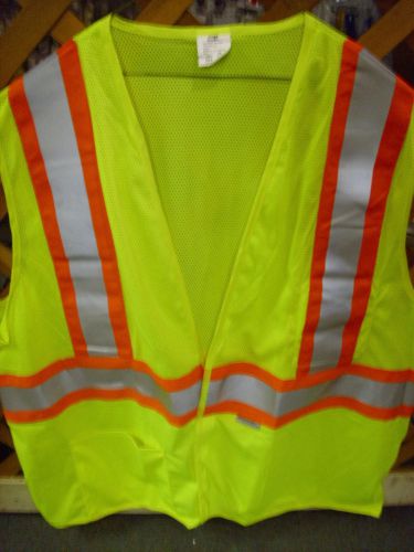 Safety vest large yellow/orange/silver  velcro closure for sale