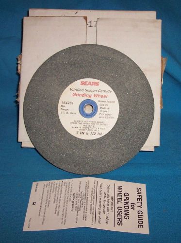 NOS SEARS CRAFTSMAN 7 X 1/2X 1 SILICON CARBIDE MED 60 GRIT STONE GRINDING WHEEL