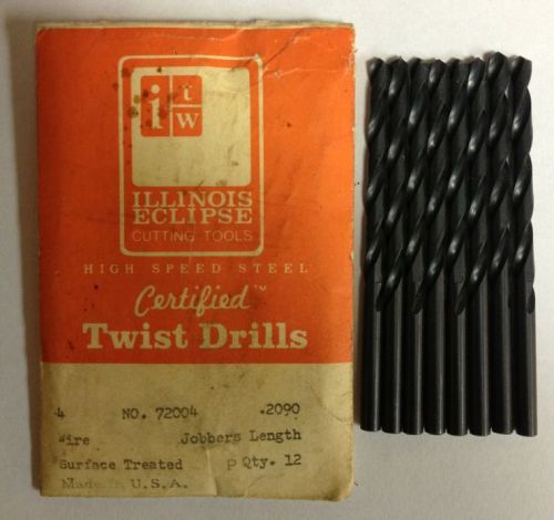 8 ITW  DRILL BITS 3/16 X 4&#034; Dia .2090&#034; No.72004  SURFACE TREATED JOBBERS LENGHT