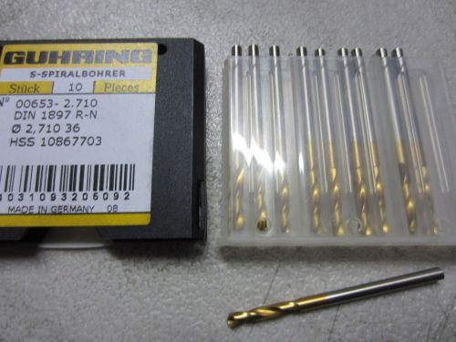 10 pcs guhring 00653-2.710mm #36 hss stub machine length tin coated twist drills for sale