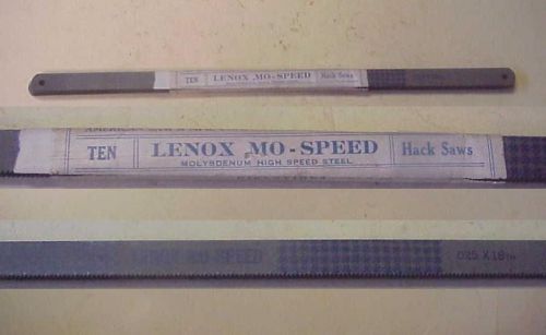 Vintage Pack of 10 Lenox Mo-Speed Molybdenum Hack Saw Blades 12&#034; x 1/2&#034;