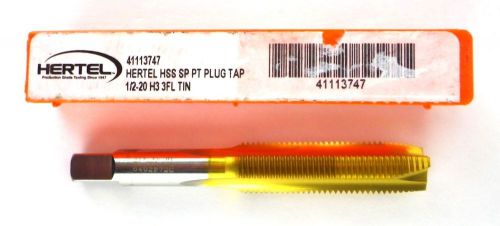 HERTEL 1/2-20 UNF NF H3 3 Flute HSS TiN Plug Spiral Point Tap Made in USA D6