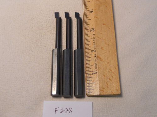 3 USED SOLID CARBIDE BORING BARS. 3/8&#034; SHANK. MICRO 100 STYLE. B-320 (F228}