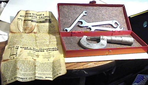 Starrett 0-1&#034; micrometer, no.230 &amp; small  wrench&#039;s for sale