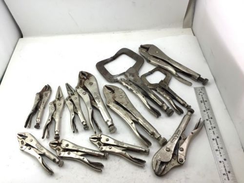 Vise grips &amp; locking pliers, box lot of 12 assorted, many sizes, no reserve! for sale
