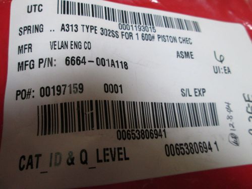 VELAN 6664-001A118 SPRING *NEW OUT OF BOX*