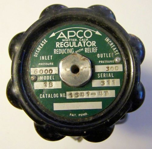 S.s. high pressure self relieving gas regulator by apco for sale