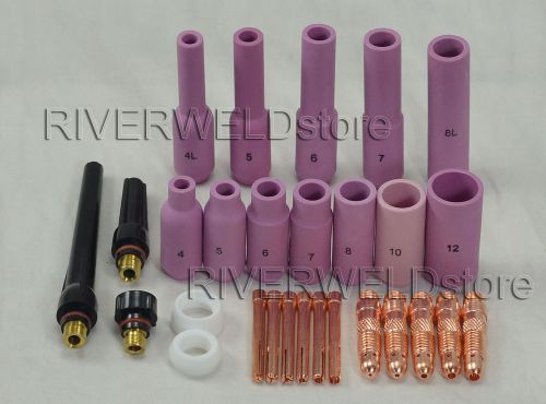 Tig consumable kit,back cap collet body fit tig welding torch sr wp17 18 26,28pk for sale