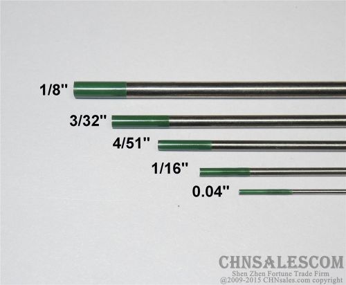 5 pcs WP 0.04&#034;  1/16&#034;  4/51&#034;  3/32&#034; 1/8&#034;  Pure Tungsten Electrode Green