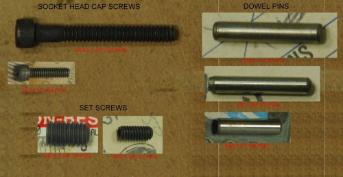 Lot of Dowel Pins, Socket Head Cap &amp; Set Screws, Misc Sizes