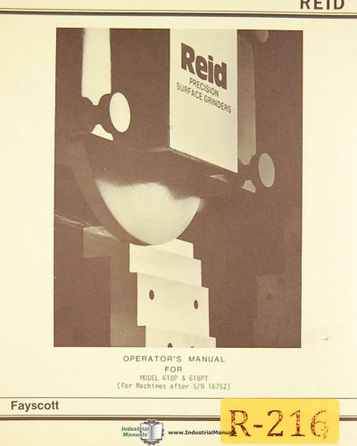 Reid 618P and 618PT, Surface Grinder, Pars Manual 1965