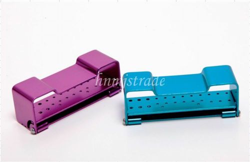 2 Pcs Dental Bur Blocks Burs Autoclavable Disinfection Box purple and blue color