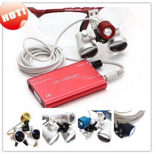 1pc 3.5x-420mm dental surgical binocular loupes led head light red for sale