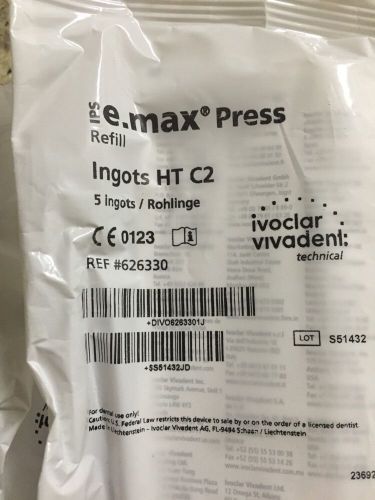 Ivoclar emax press ingots emax HT C2 - 5pk Pressable Ceramic NEW. Ref# 626330