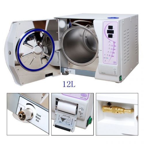 12l dental vacuum steam autoclave sterilizer medical disinfection w/data printer for sale