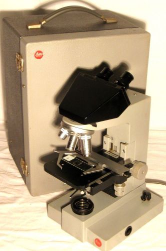 LEITZ Binocular Microscope 4 Objectives 1000x WORKS-XLNT w/ CASE SM-LUX Wetzlar