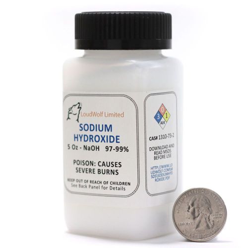 Sodium hydroxide - lye -caustic soda naoh 99.9% pure 5 ounces in plastic bottle for sale
