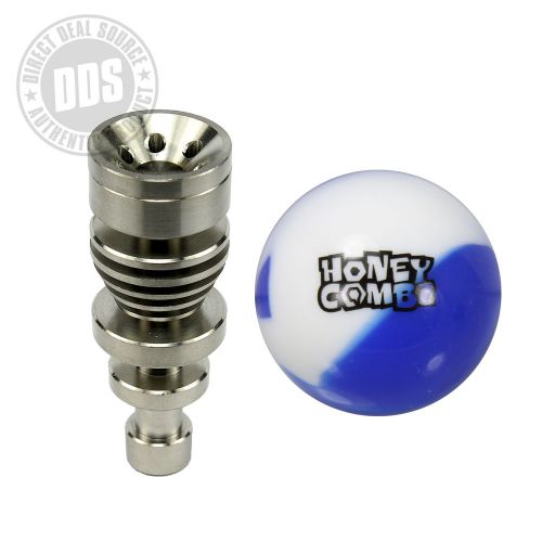 14mm 19mm 2-in-1 Male Grade 2 Titanium Nail + Free HoneyCombz Silicone Ball