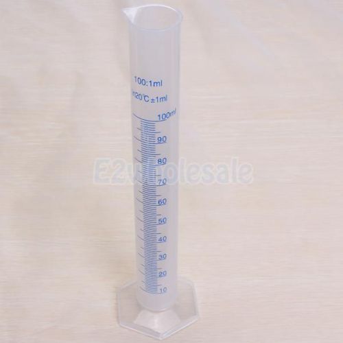 100ml Plastic Graduated Cylinder Laboratory School Test Measuring Pouring Tool