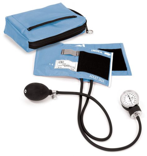 Premium aneroid sphygmomanometer with carry case in ciel blue for sale