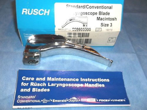 Rusch laryngoscope blades mac size 3 std/conv 5-1/2&#034; 008603300 new in box w inst for sale