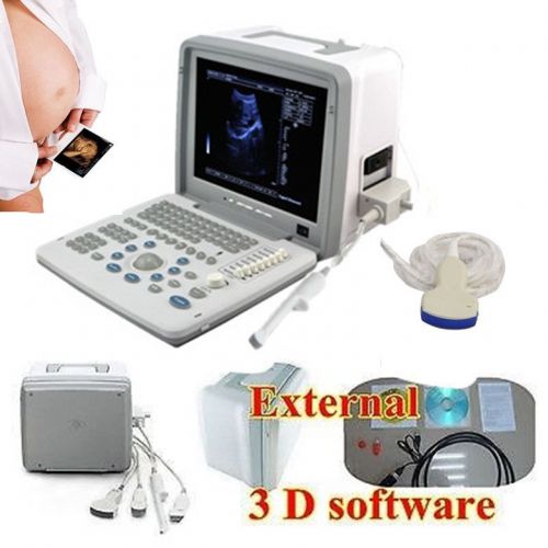 Nue! digital laptop ultrasound scanner+convex+ transvaginal probe+ external 3d for sale