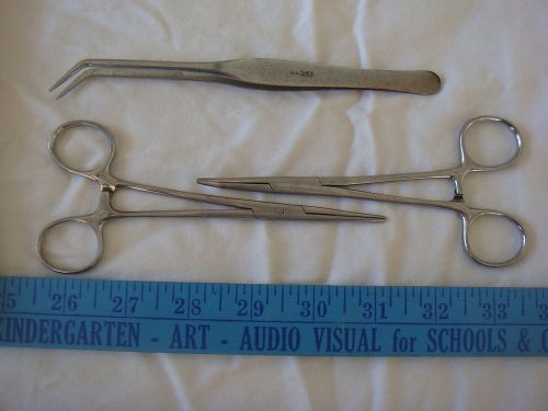 A Set Of 3 Precision Tools: 2 Forceps and a Pair of Tweezers