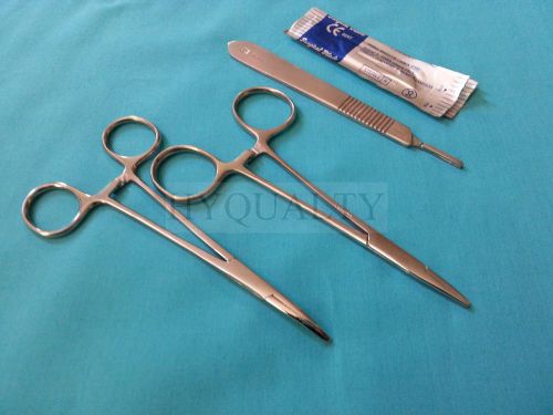 WEBSTER NEEDLE HOLDER 5&#034;+MOSQUITO FORCEPS CRV 5&#034;+SCALPEL HANDLE #3+5 BLADES #10A