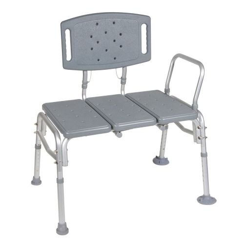 Drive medical heavy duty bariatric plastic seat transfer bench, gray for sale