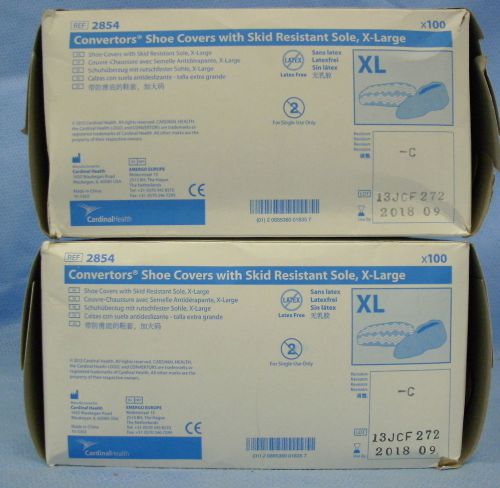 2 Boxes of 100ea Cardinal Health Convertors Shoe Covers/Skid Resistant #2854