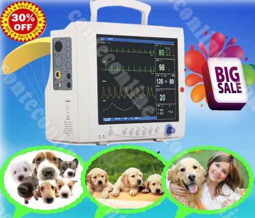 Vet 6 parameter  patient monitor ecg nibp spo2 resp temp printer veterinary 7000 for sale