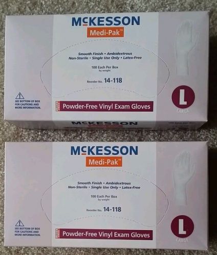 100 New McKesson Medi-Pak Exam Vinyl Gloves?Powder Free?Latex Free?14-118