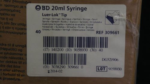 Bd 309661 20ml syringe luer-lok tip ~ case of 160 for sale