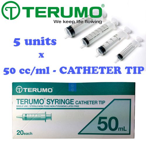 5 x 50ml 50cc Terumo Syringe Catheter tip Hypodermic NO Needle Sterile Luer Slip