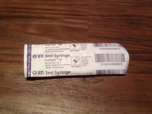 BD 3cc 3ml Hyprodermic Syringe (1) Luer Lok Tip Individually Packaged Sterile