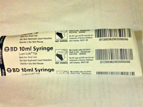 7 Brand New Sealed BD Luer Lok Sterile B-D 10 mL Syringes Individually Sealed