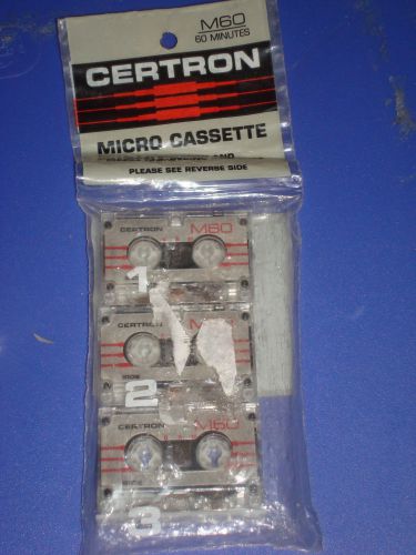 Certron M-60 60min Audio Dictation Machine Micro Cassettes 3-Pack New/Sealed