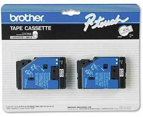 Brother P-Touch TC-20 Black on White Tape Cassette Twin Pack