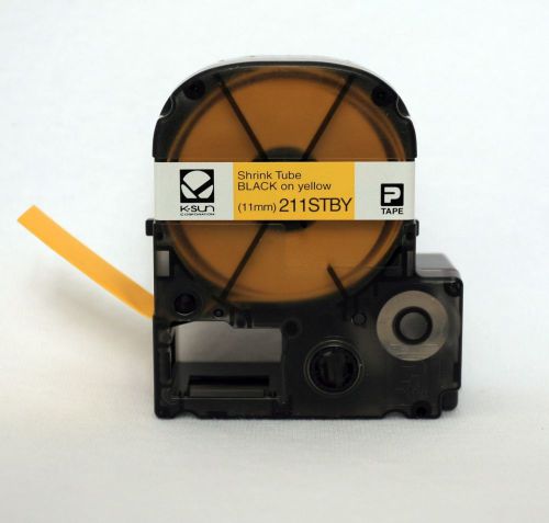 K-sun 211stby shrink tube 1/2&#034; black on yellow 11mm ksun for sale