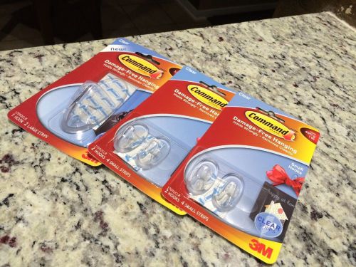 *command*damage-free hooks and strips, plastic combo new clear . remove cleanly for sale