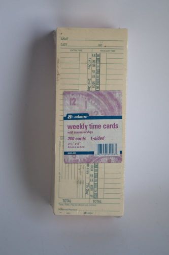 Adams Weekly Time Card Punch Cards 200 Count 9652-200 New