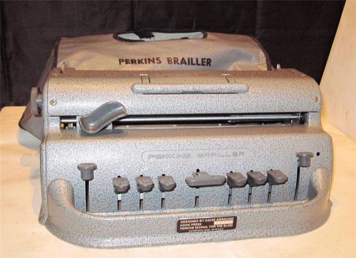 Perkins Brailler Howe Press Baille Typewriter For The Blind w Cover WORKS