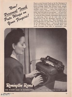 1946 Remington Rand &#034;Personal Touch Typewriter Photo Ad